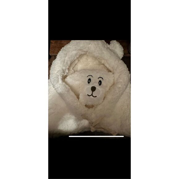 🔥Fluffy hooded,Hat and Glove set.Can be worn several ways, gloves have attachab - Picture 12 of 15